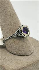 Amethyst Lady's Stone Ring 18K White Gold 2.17g Size:6.5